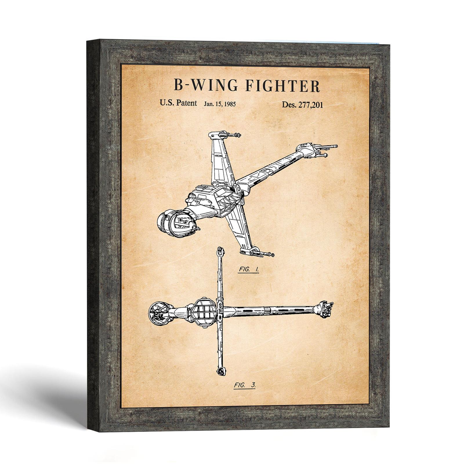 Starfighter patent print, cruciform four-winged design, by Crossroads Home Decor