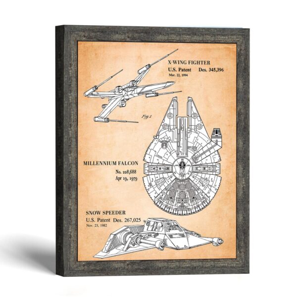 Vintage spaceship patent print, three designs on one sheet, by Crossroads Home Decor