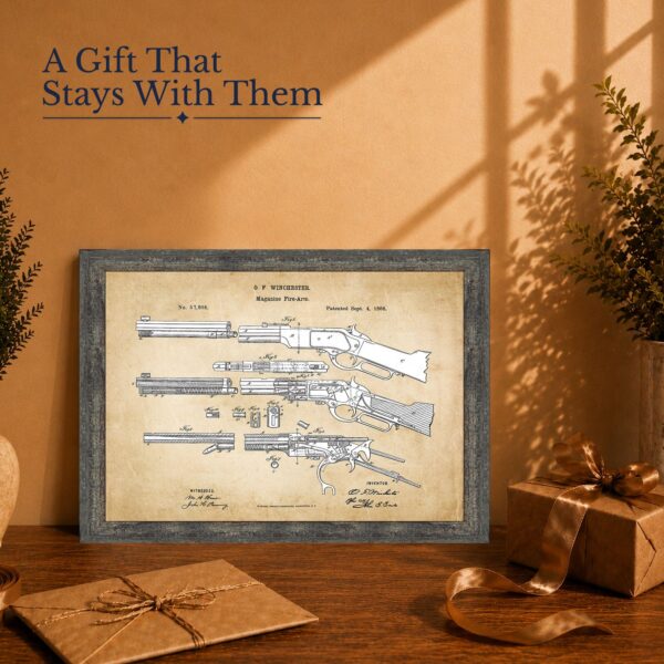 this framed patent print gift - framed wall art for a firearm collector