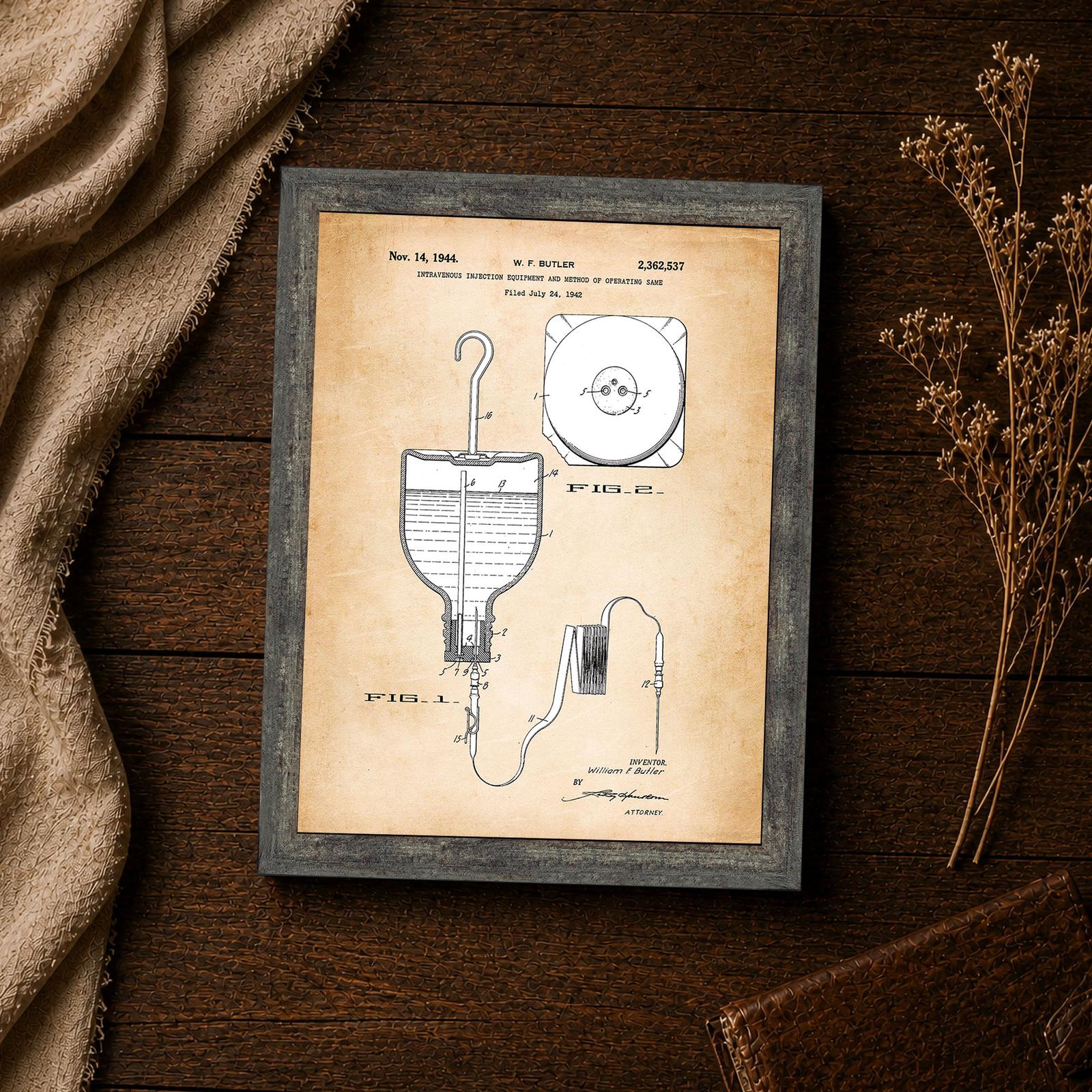 Patent number and filing dates close-up on the this framed patent print