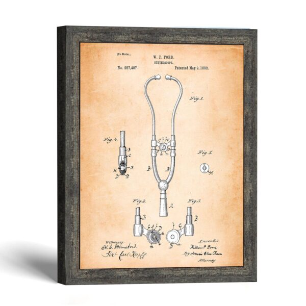 Stethoscope patent print framed wall art by Crossroads Home Decor
