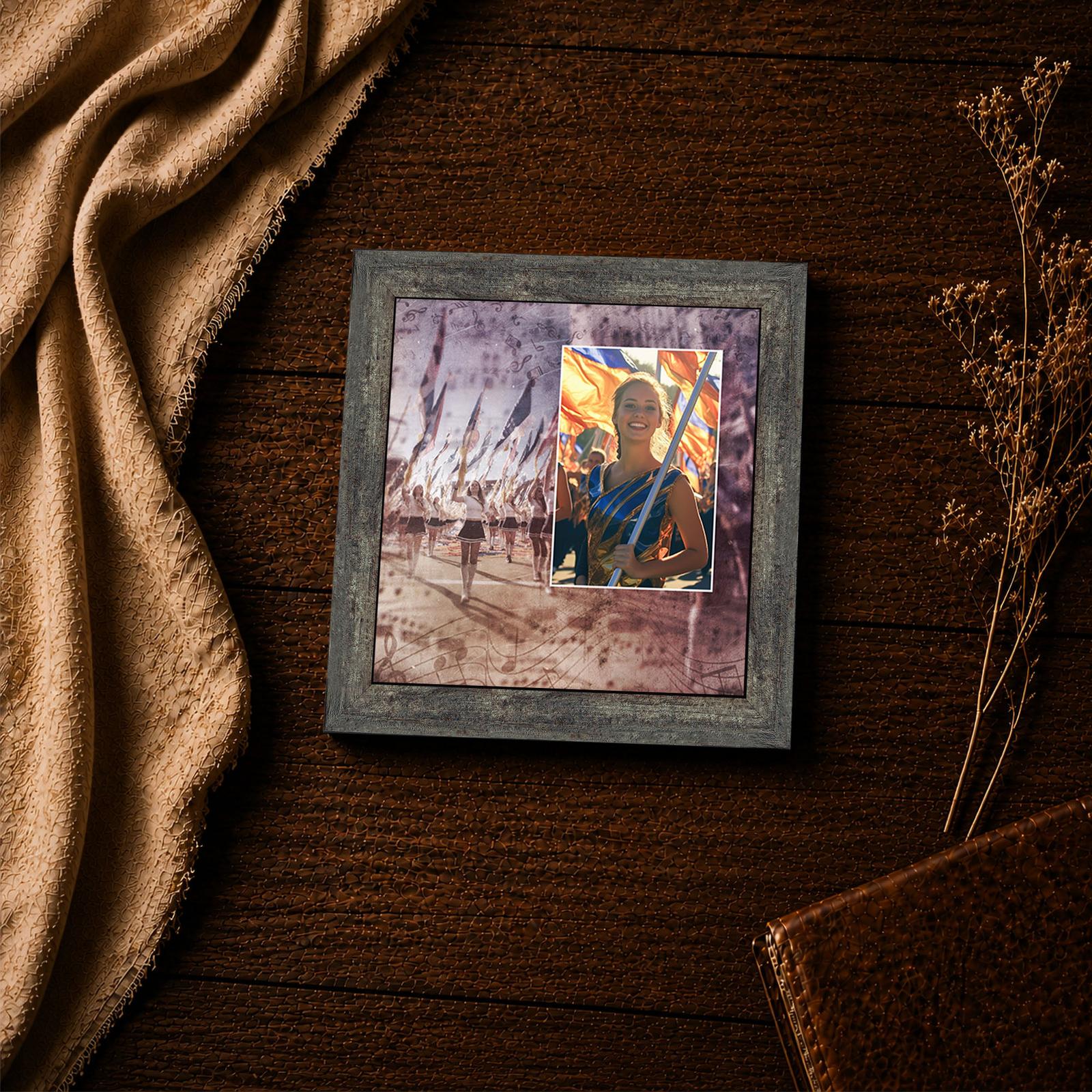 Color guard picture frame - flag line and 4x6 photo opening closeup