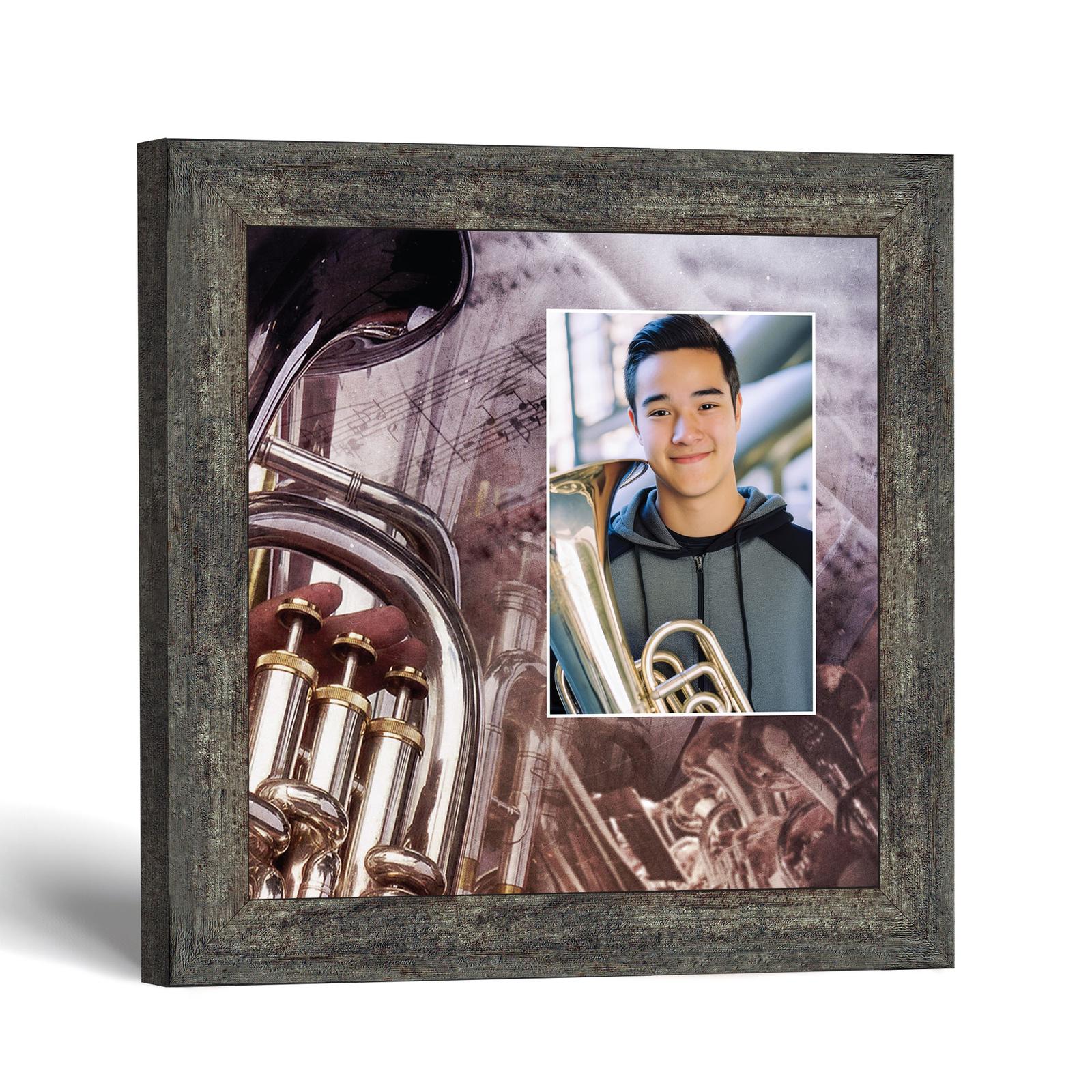 Baritone horn picture frame with photo opening by Crossroads Home Decor