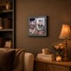 Baritone horn framed print displayed on a bedroom shelf