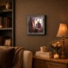 Double bass framed print displayed in a practice room