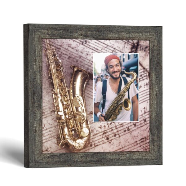 Saxophone picture frame with photo opening by Crossroads Home Decor