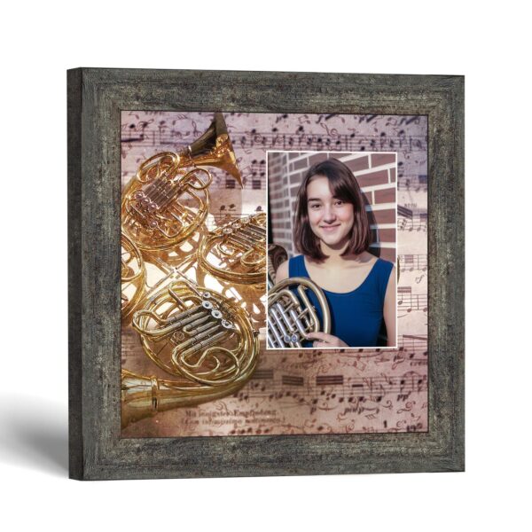French horn picture frame with photo opening by Crossroads Home Decor