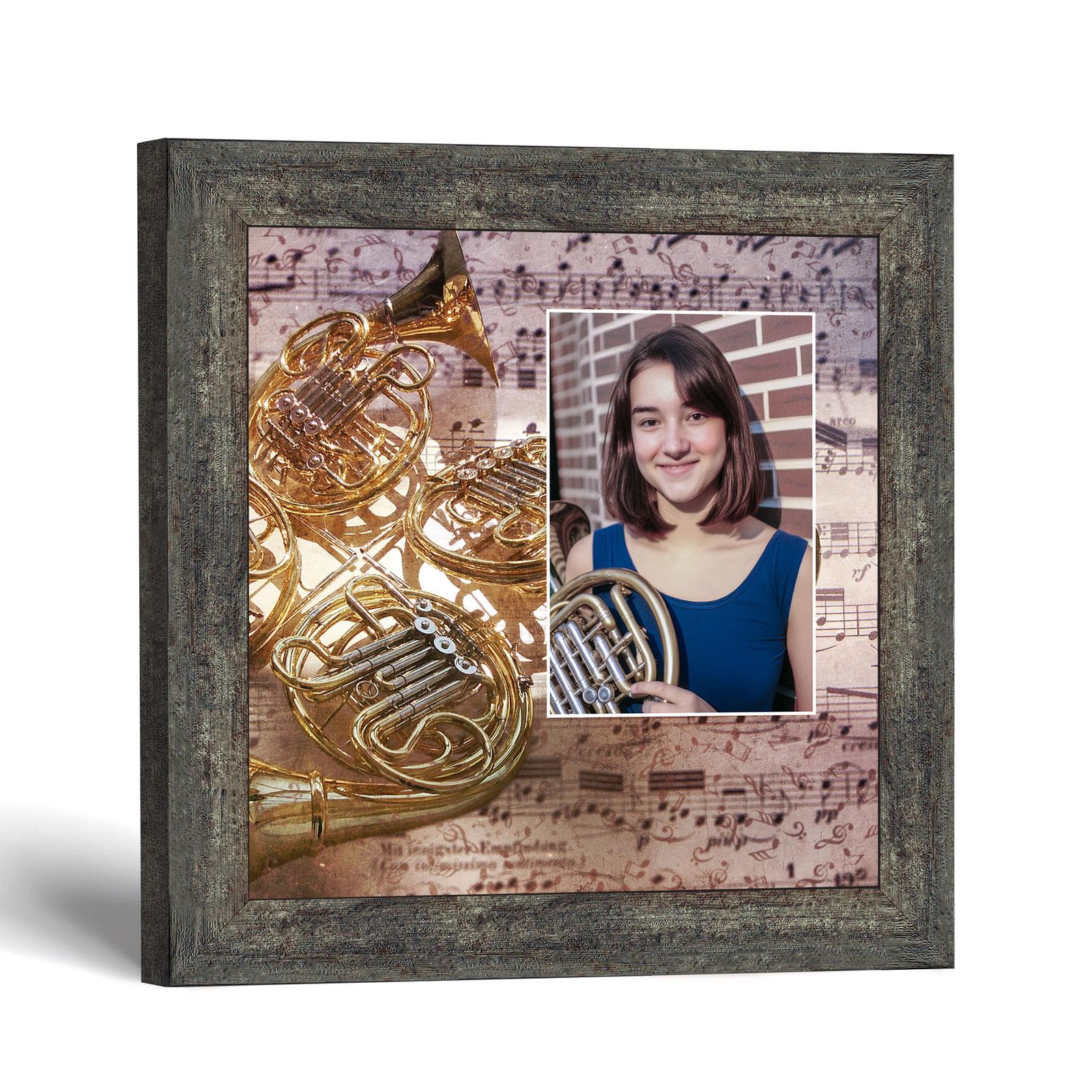 French horn picture frame with photo opening by Crossroads Home Decor