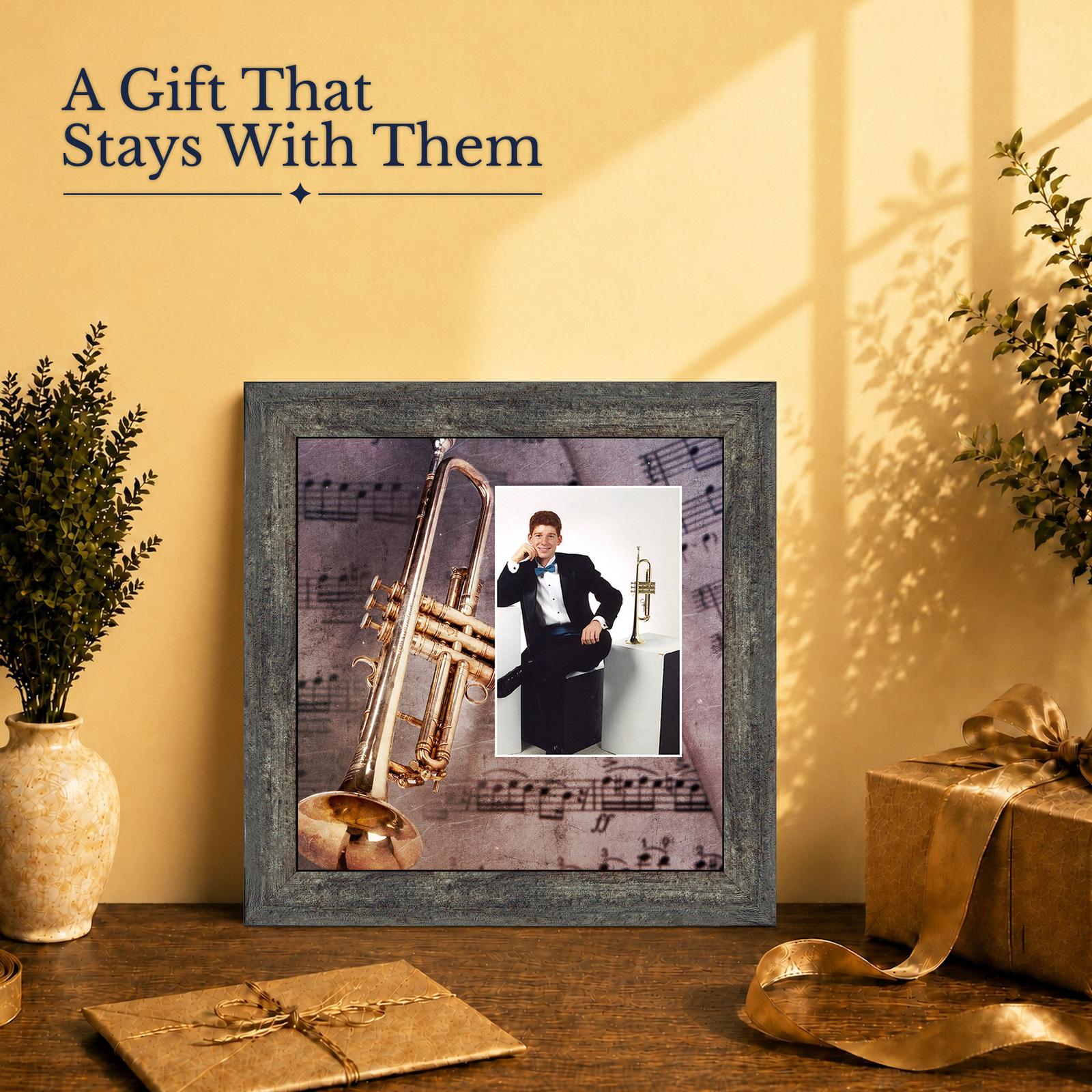 Trumpet gift - picture frame for a marching band musician