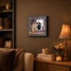 Trumpet framed wall art displayed in a band room