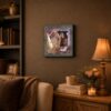 Harp framed wall art displayed in a music room