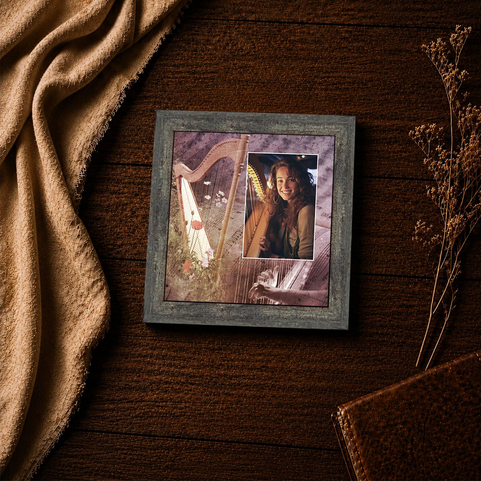 Wooden Harp framed print - Harp inspirational wall art