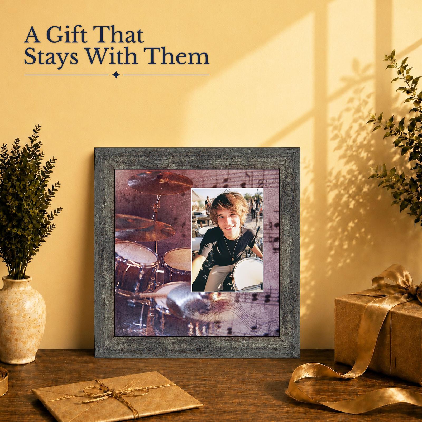 Drummer gift - picture frame for a drum kit player