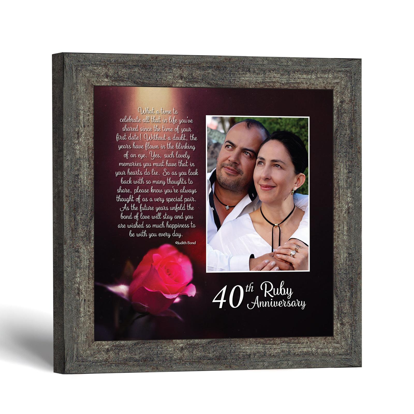 6307BW-1 40th anniversary picture frame - Ruby Anniversary verse by Crossroads Home Decor
