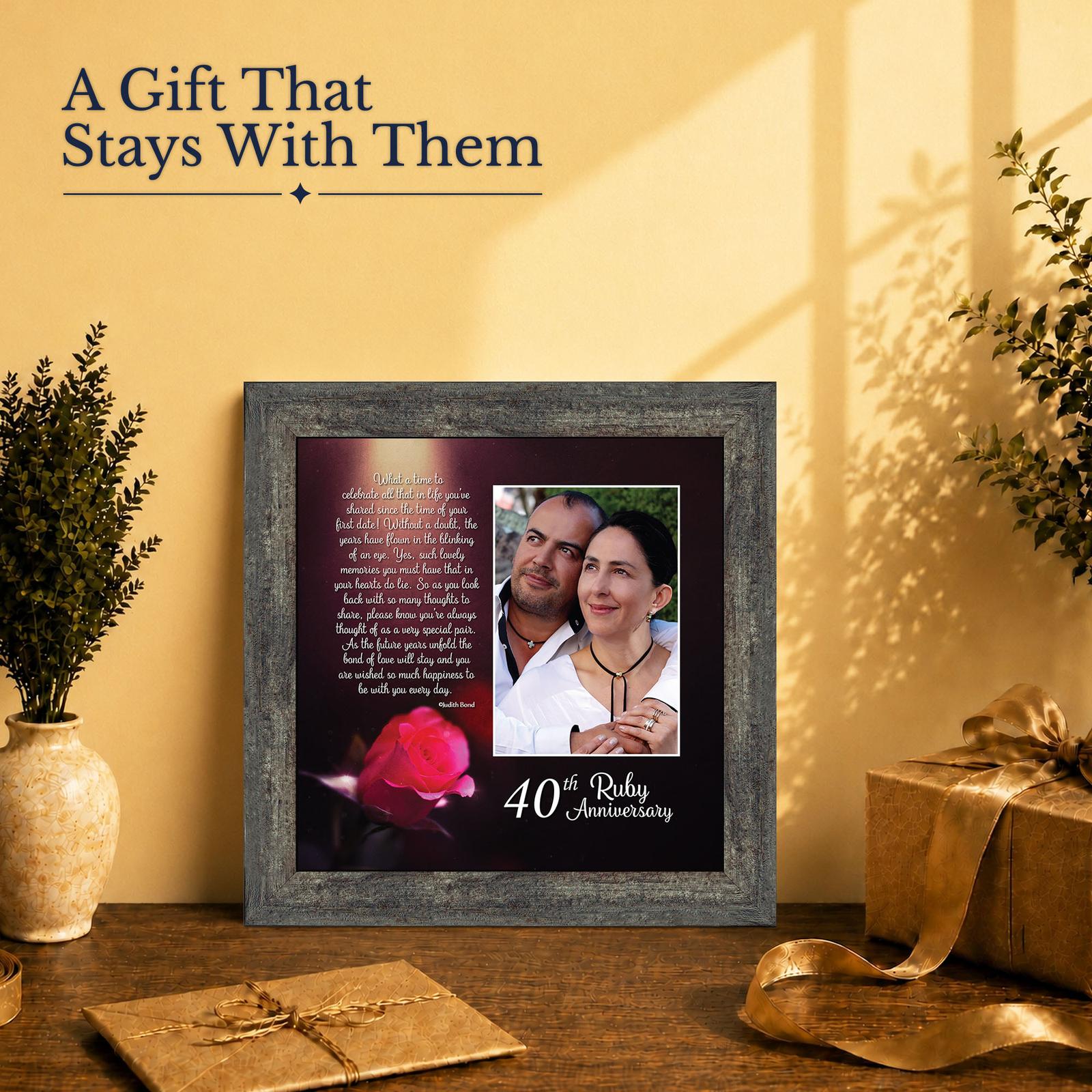 6307BW-2 40th anniversary gift for a couple - picture frame holding their own photo