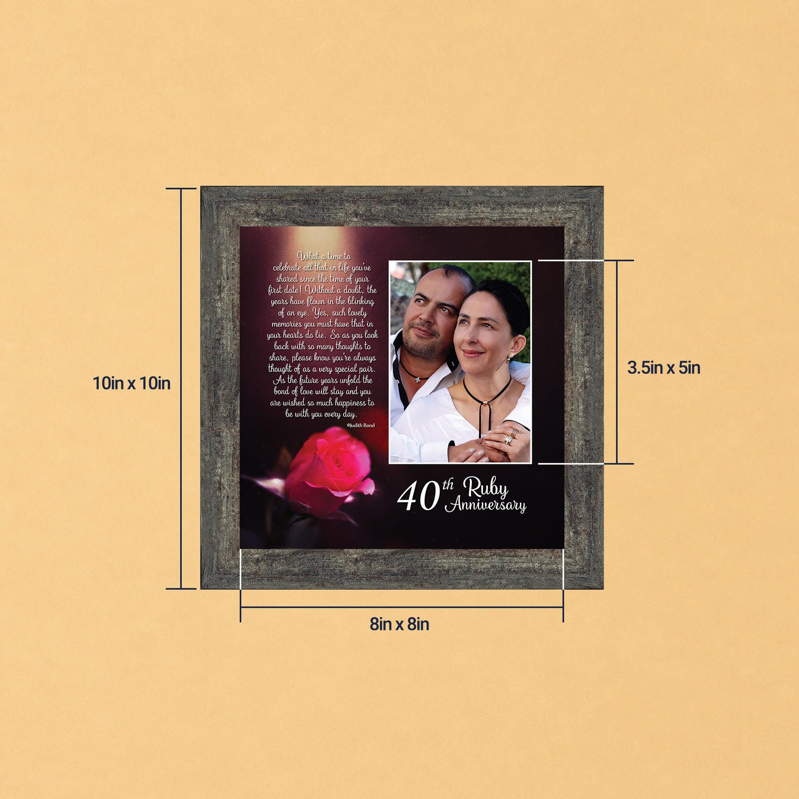 6307BW-8 40th anniversary picture frame - Ruby Anniversary verse by Crossroads Home Decor