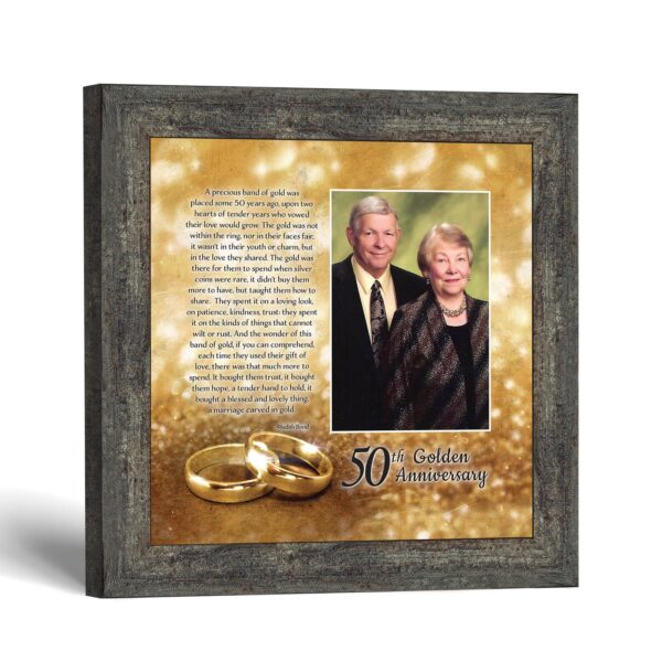 50th Anniversary Bands of Gold framed print with photo opening - Bands of Gold poem by Crossroads Home Decor