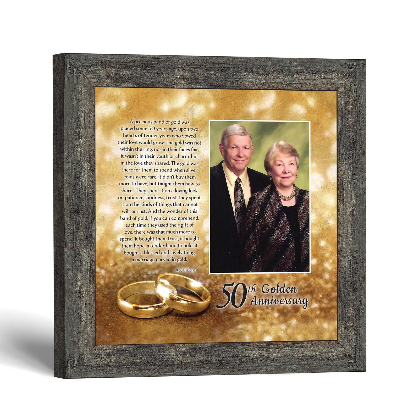 50th Anniversary Bands of Gold framed print with photo opening - Bands of Gold poem by Crossroads Home Decor