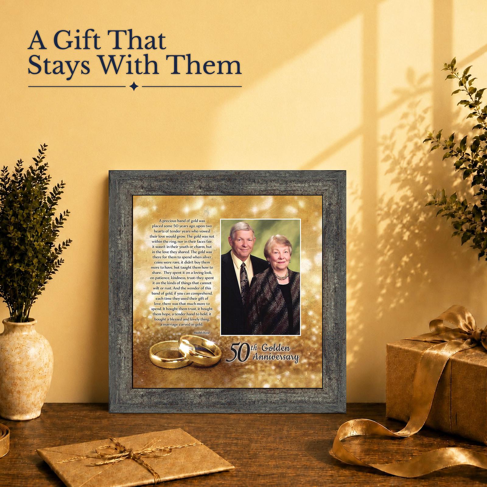 50th anniversary gift - framed print with photo opening for parents celebrating a golden anniversary
