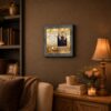 50th Anniversary Bands of Gold framed wall art displayed in a living room