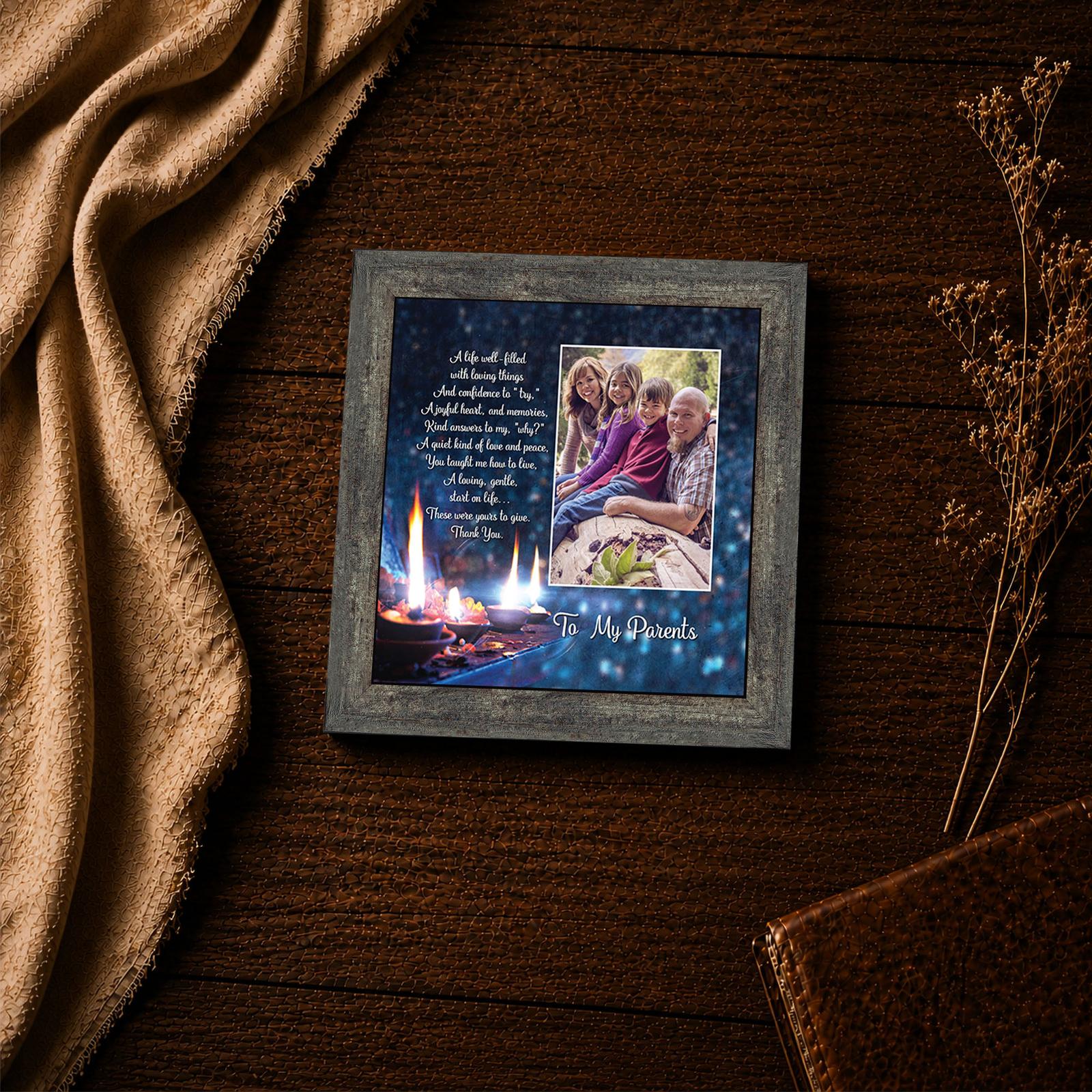 To My Parents poem close-up – oil lamp inspirational wall art