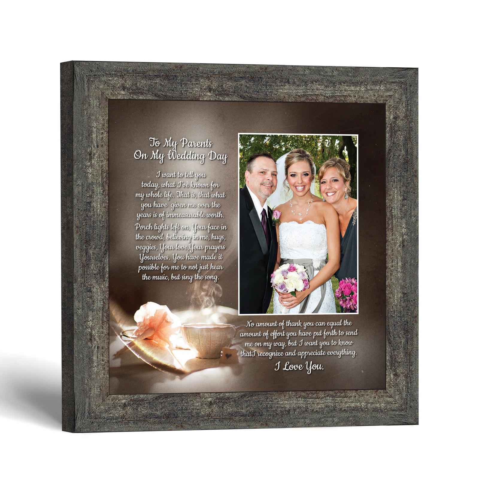 To My Parents on My Wedding Day picture frame with teacup and rose - Crossroads Home Decor