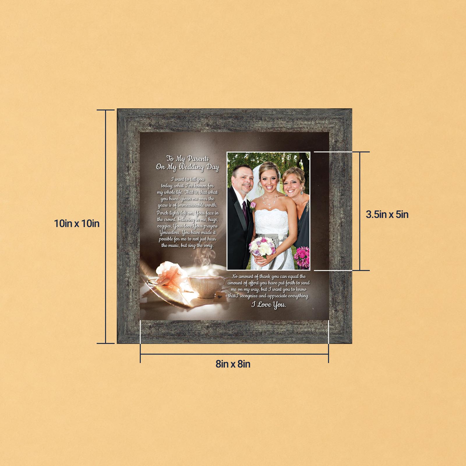 To My Parents on My Wedding Day picture frame with teacup and rose - Crossroads Home Decor