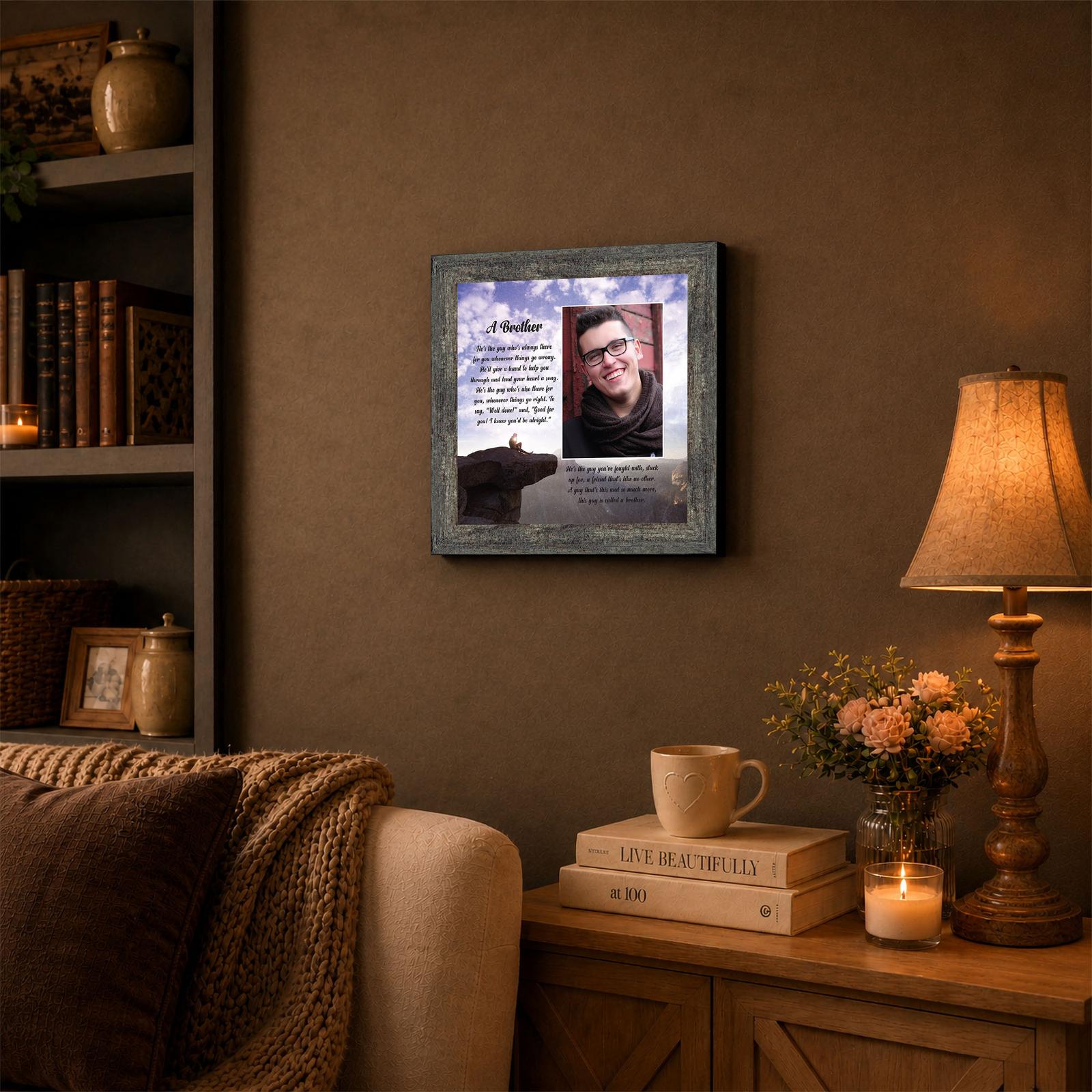 Brother poem framed wall art displayed in a bedroom