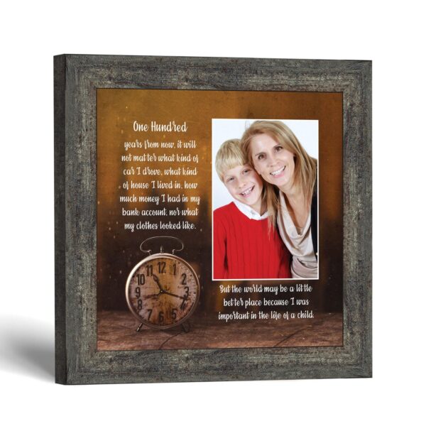 100 Years From Now poem picture frame with antique clock - Crossroads Home Decor