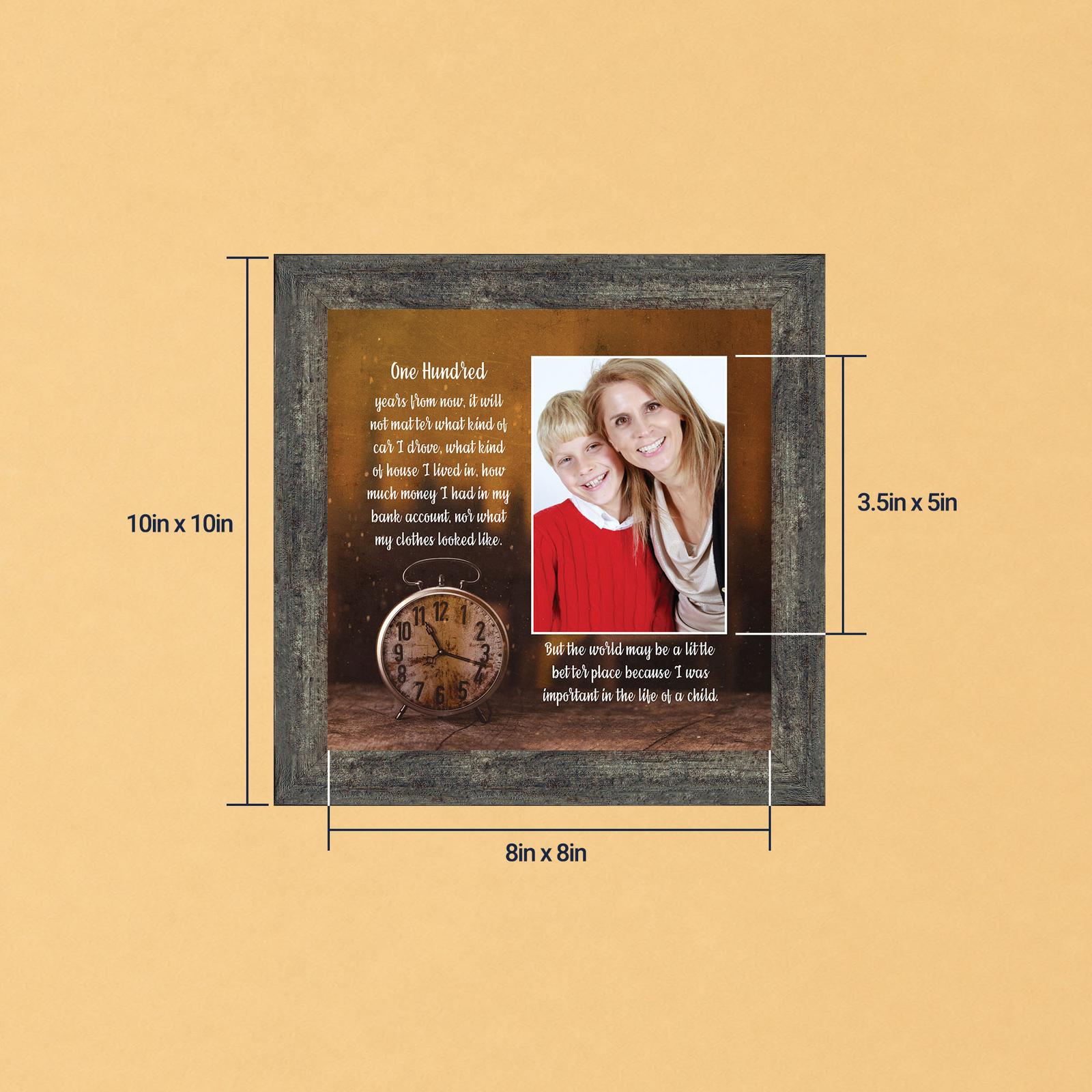 100 Years From Now poem picture frame with antique clock - Crossroads Home Decor