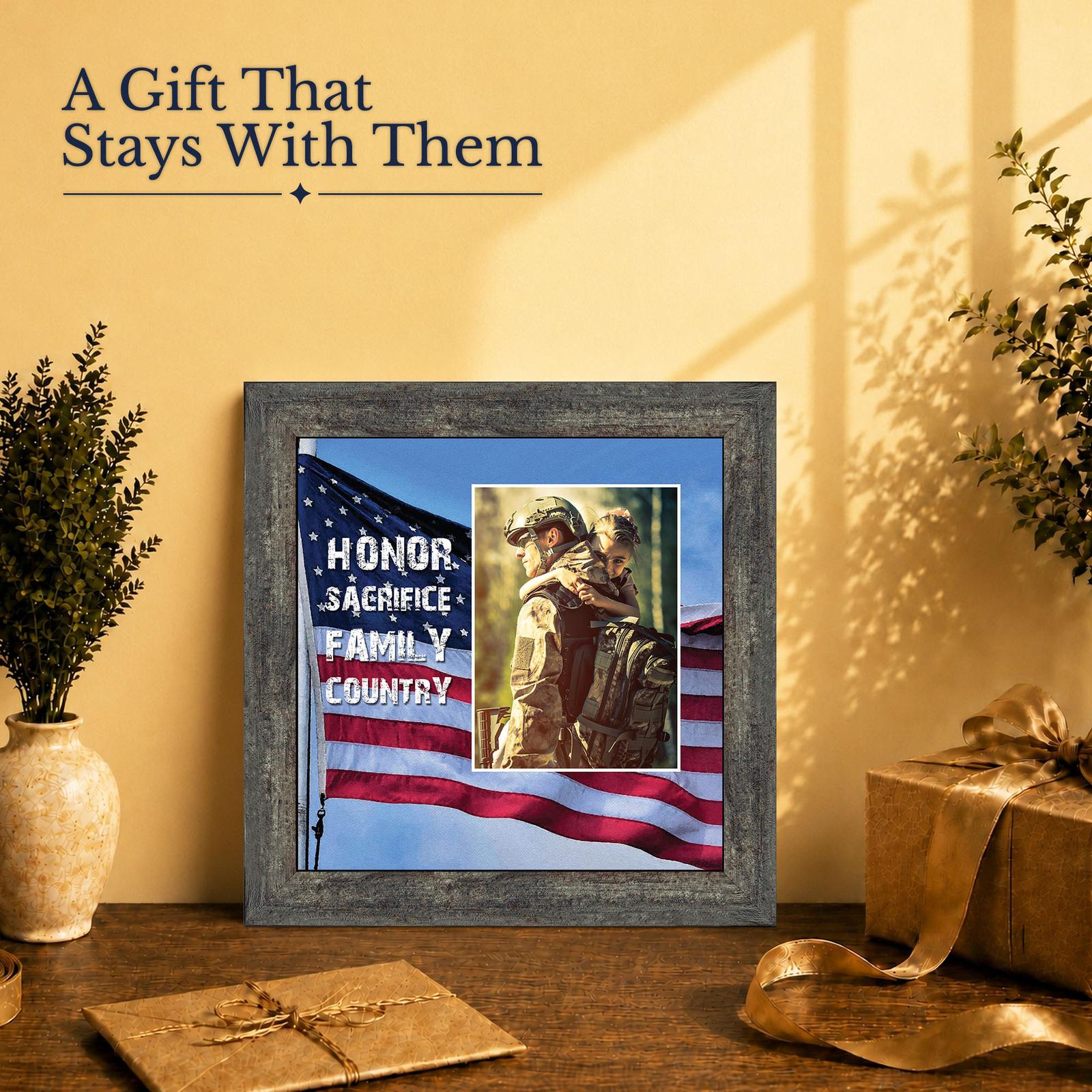 Honor, Sacrifice, Family, Country gift frame for a soldier or a military family