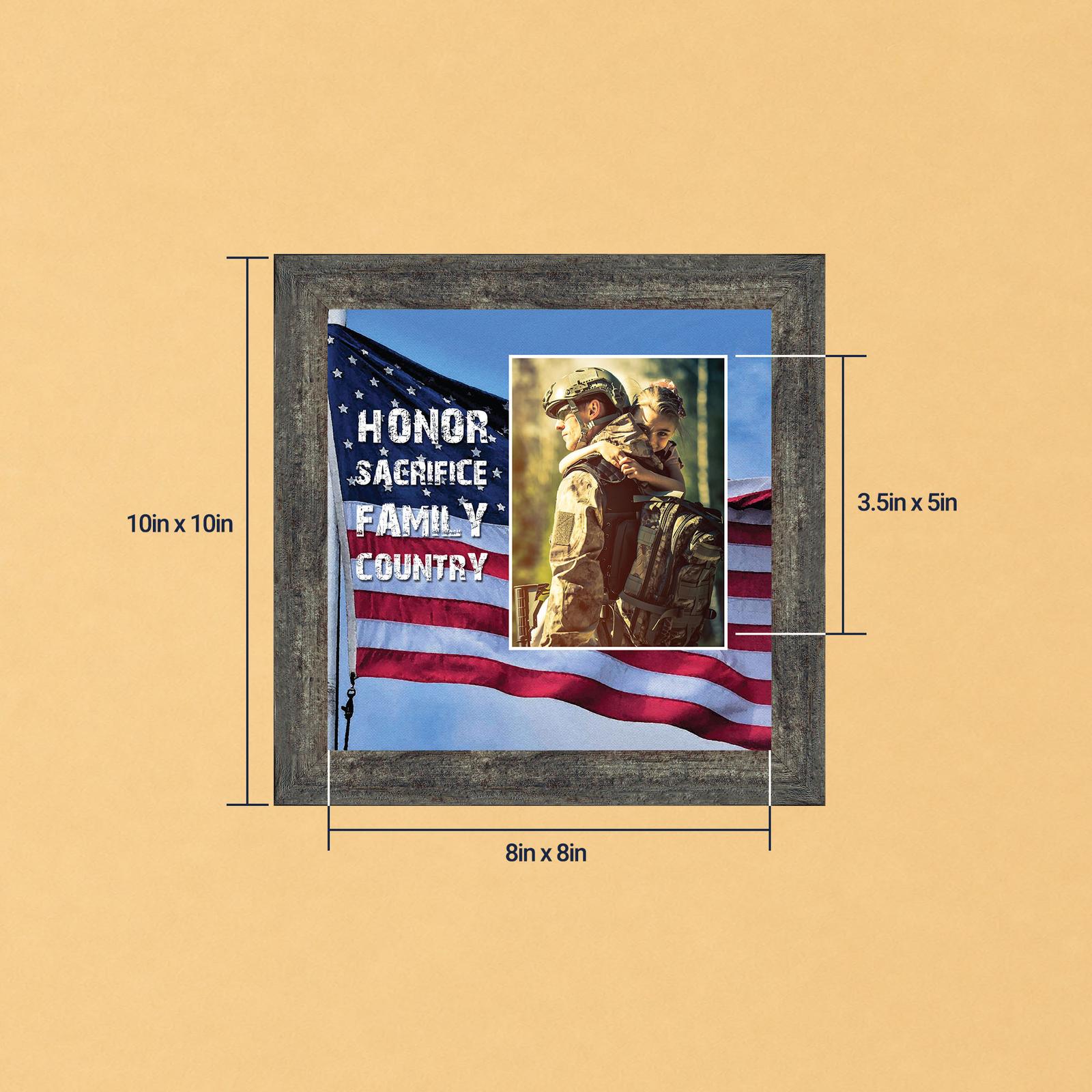 Honor Sacrifice Family Country picture frame with photo opening, American flag design by Crossroads Home Decor