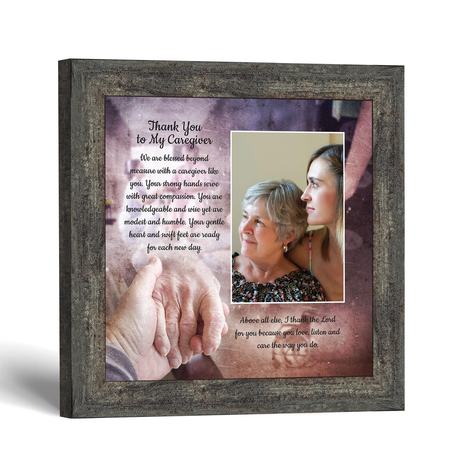 6344BW-1 Caregiver picture frame with photo opening – Thank You to My Caregiver verse by Crossroads Home Decor