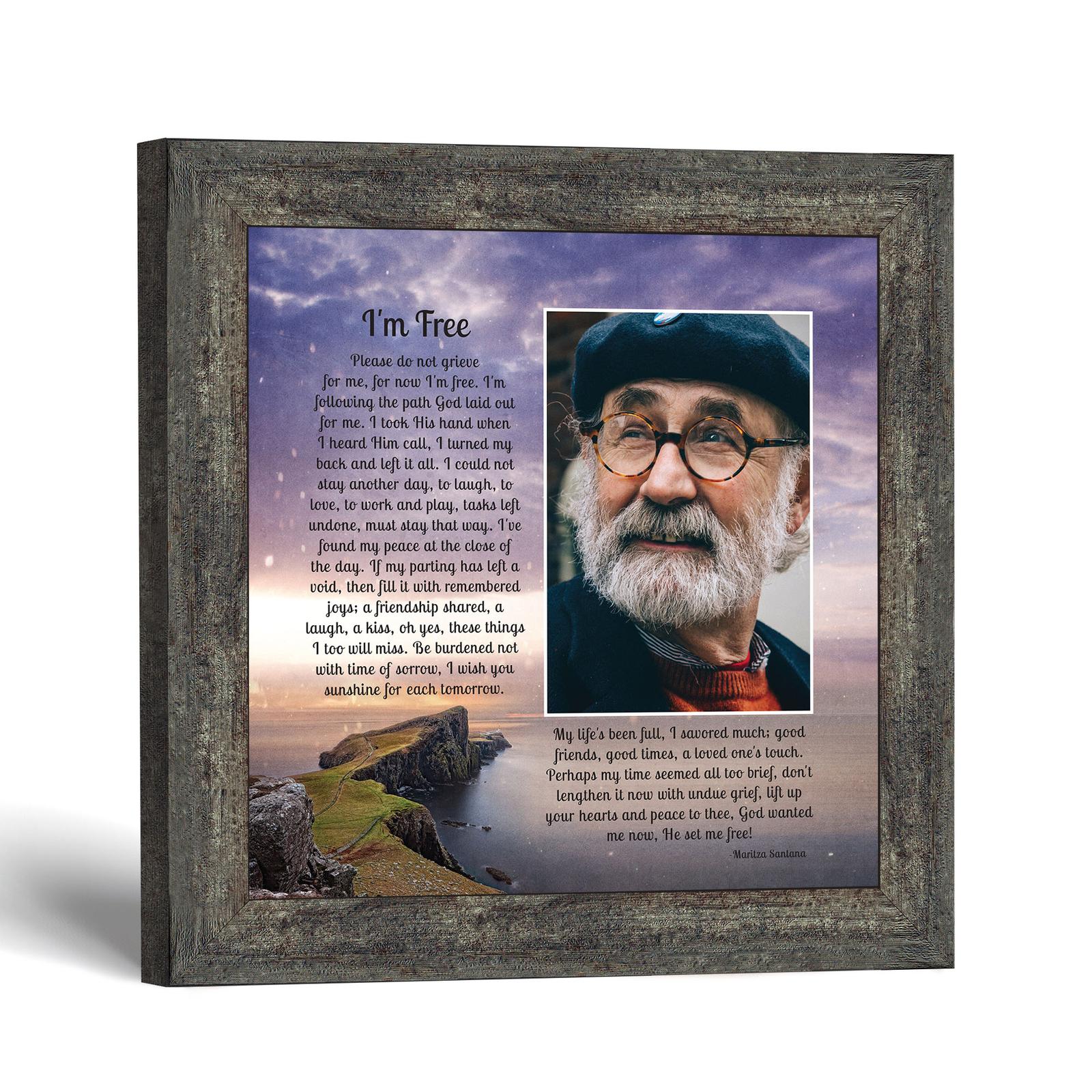 I'm Free memorial picture frame with lighthouse cliff scene - Crossroads Home Decor