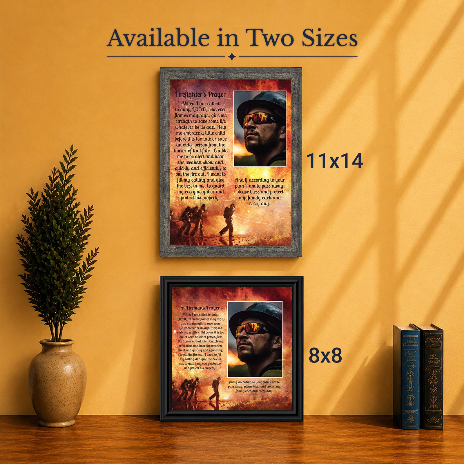 Made in USA family-owned firefighter keepsake frame with photo opening