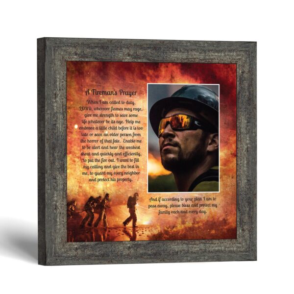 Firemans Prayer picture frame with photo opening, firefighter tribute by Crossroads Home Decor