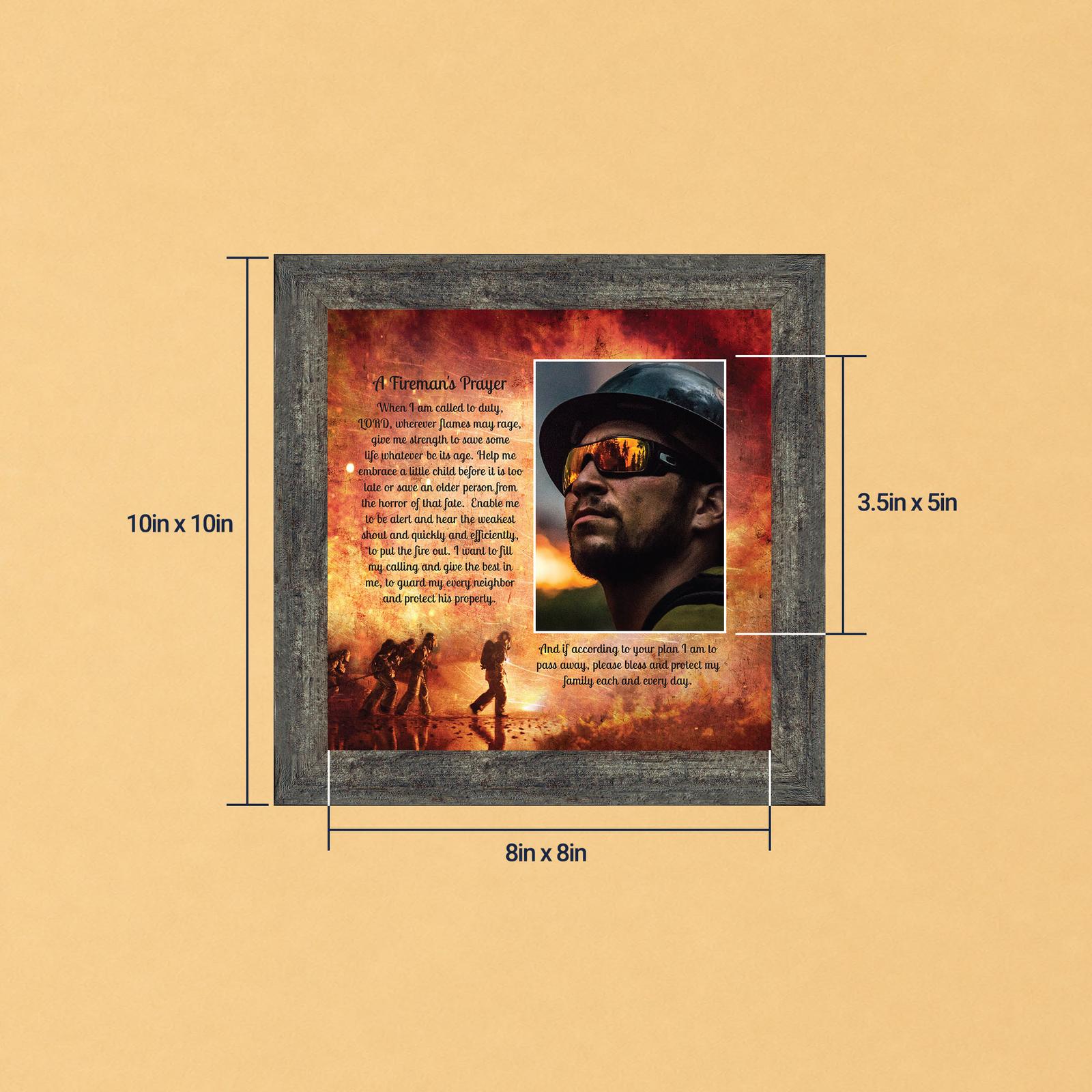 Firemans Prayer picture frame with photo opening, firefighter tribute by Crossroads Home Decor
