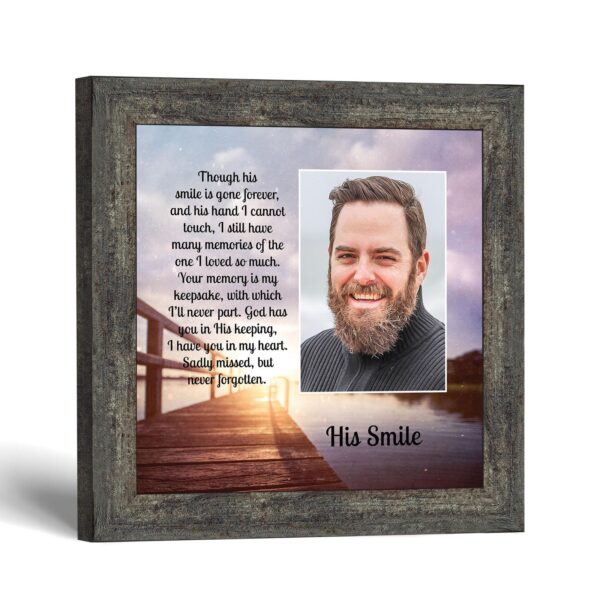 His Smile memorial picture frame - photo opening framed print by Crossroads Home Decor