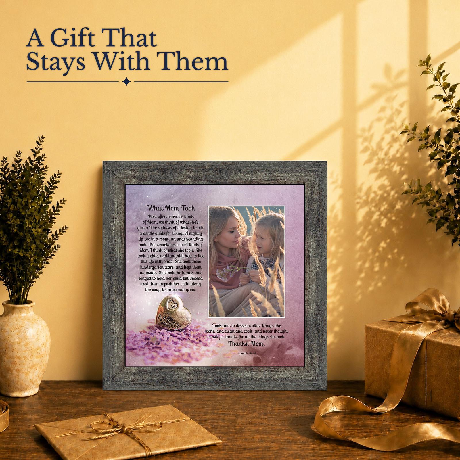 What Mom Took gift - thank you mom picture frame with photo opening