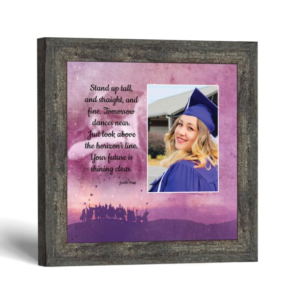 Stand Tall Graduate picture frame - silhouetted graduates and violet sunset by Crossroads Home Decor