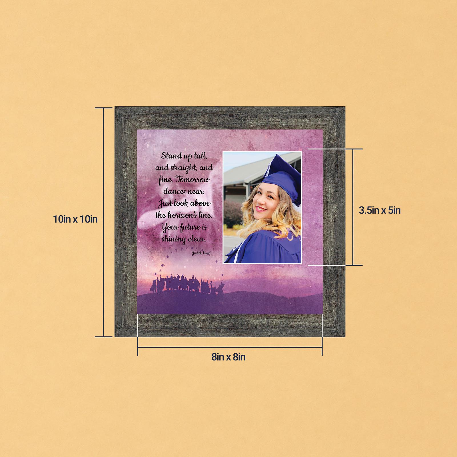 Stand Tall Graduate picture frame - silhouetted graduates and violet sunset by Crossroads Home Decor