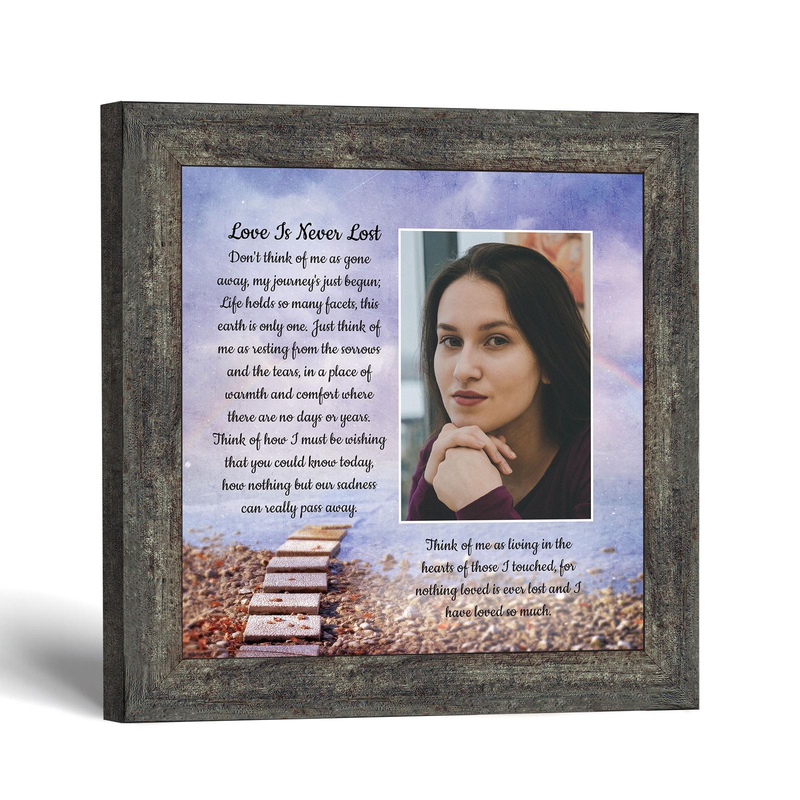 Love Is Never Lost sympathy poem picture frame - stepping stones design by Crossroads Home Decor