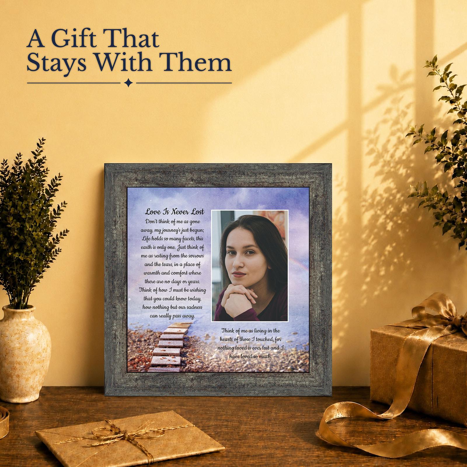 Love Is Never Lost sympathy gift - picture frame for a grieving friend or family member