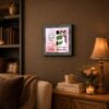 Bridal party keepsake displayed on a bedroom shelf