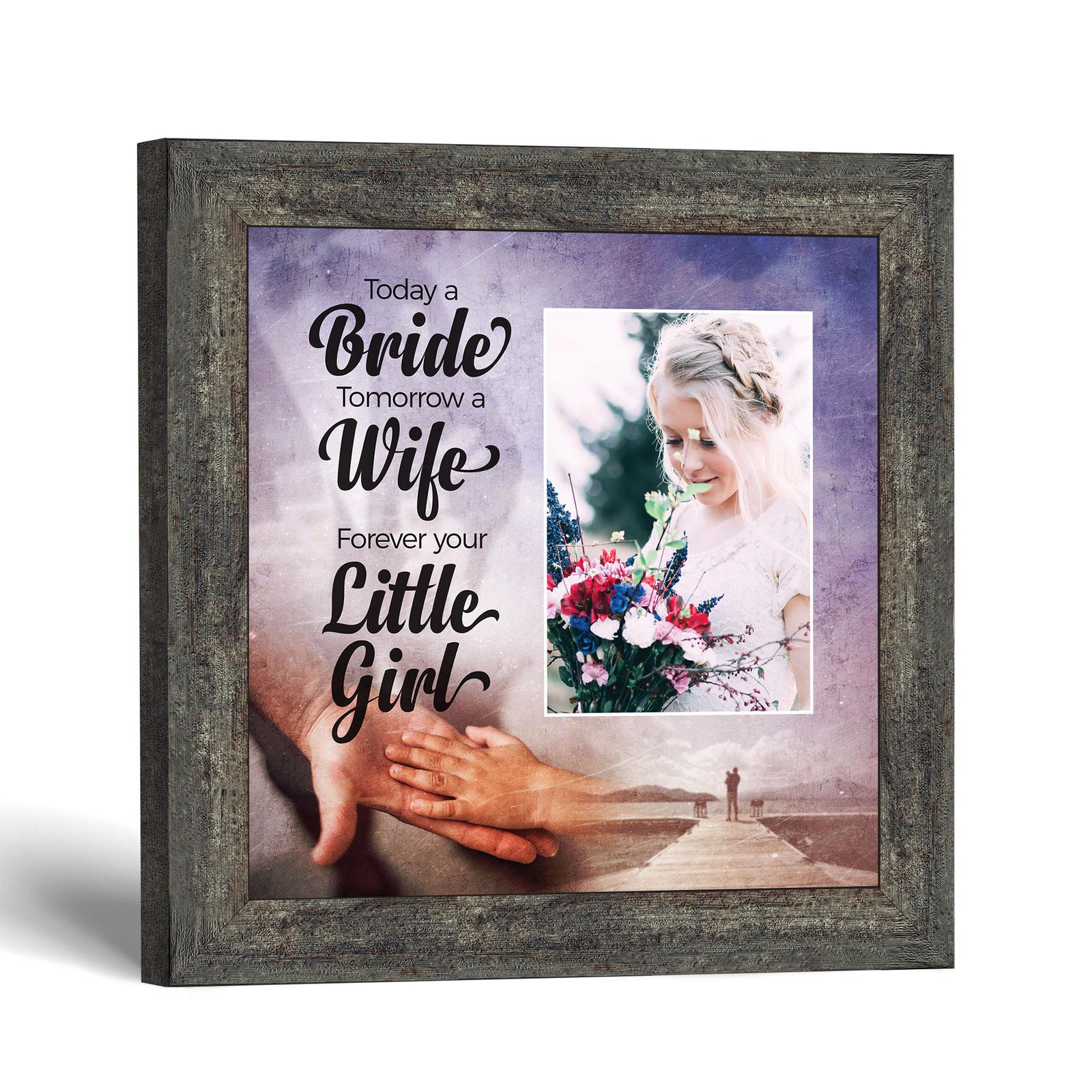 Today a Bride, Tomorrow a Wife picture frame with photo opening by Crossroads Home Decor