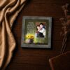 Godmother poem close-up - black-eyed Susans and wooden bucket framed print