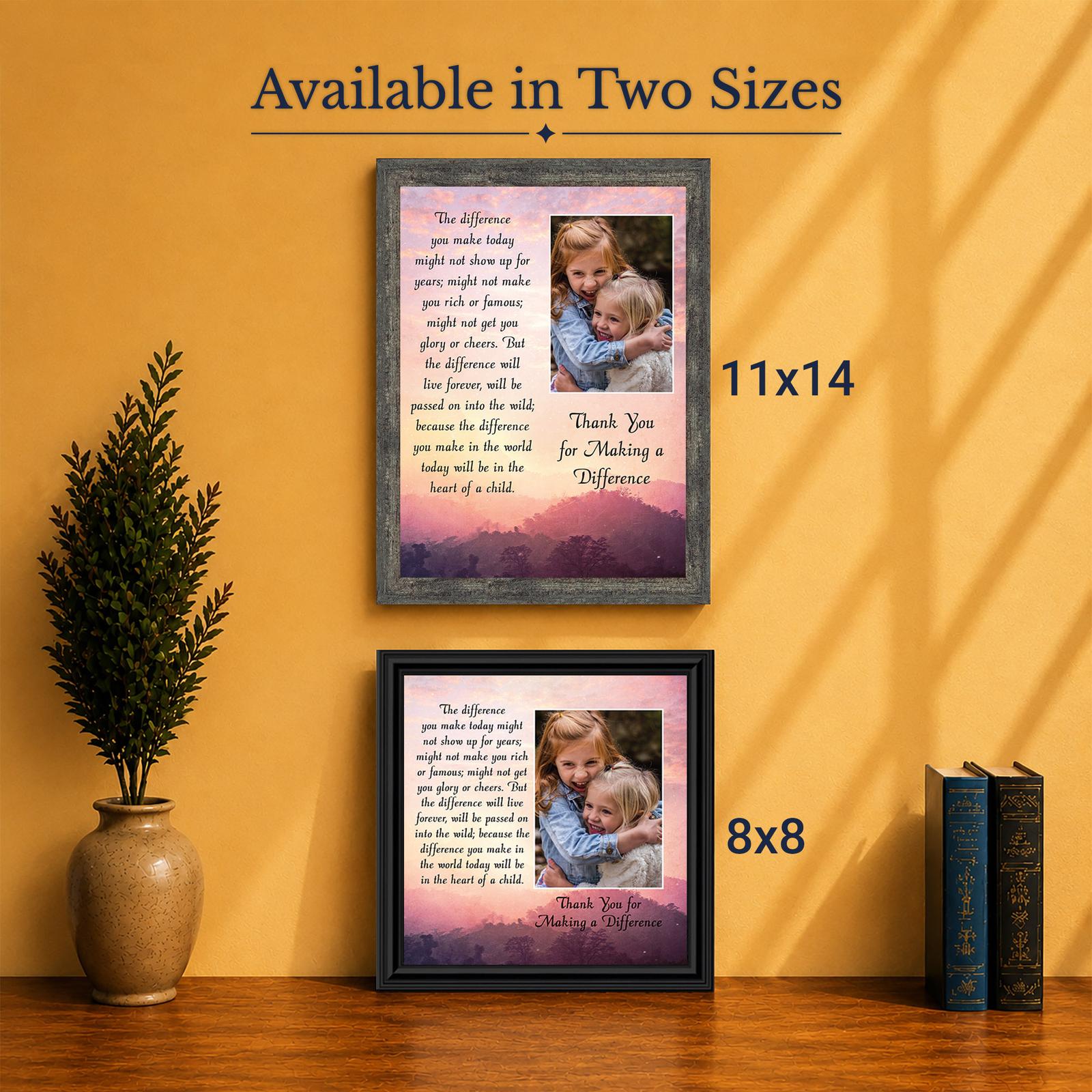 Thank you for making a difference picture frame - Made in USA family-owned keepsake