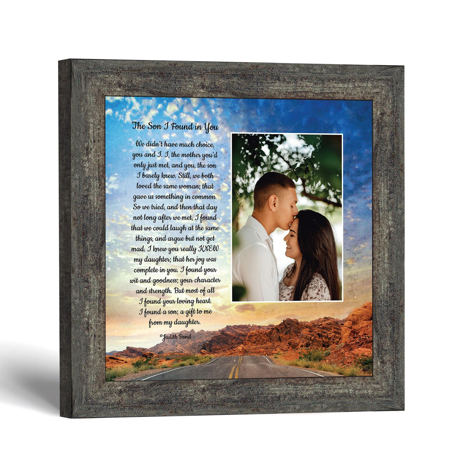 The Son I Found in You picture frame with photo opening by Crossroads Home Decor