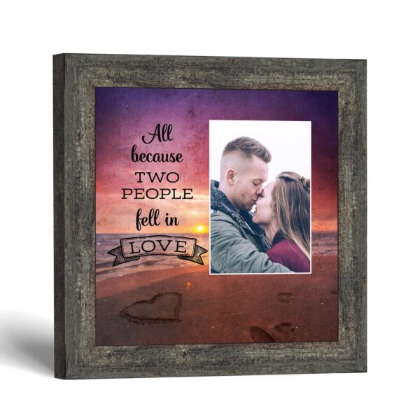 All because two people fell in love picture frame - beach sunset keepsake by Crossroads Home Decor