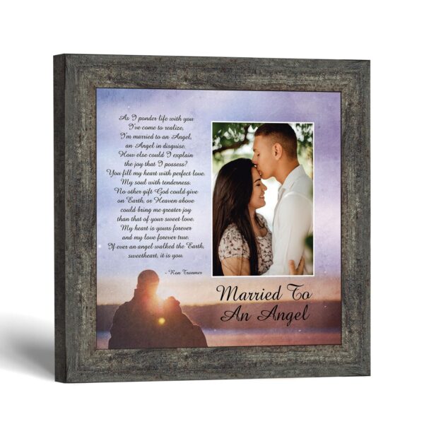 Married to an Angel picture frame with photo opening by Crossroads Home Decor